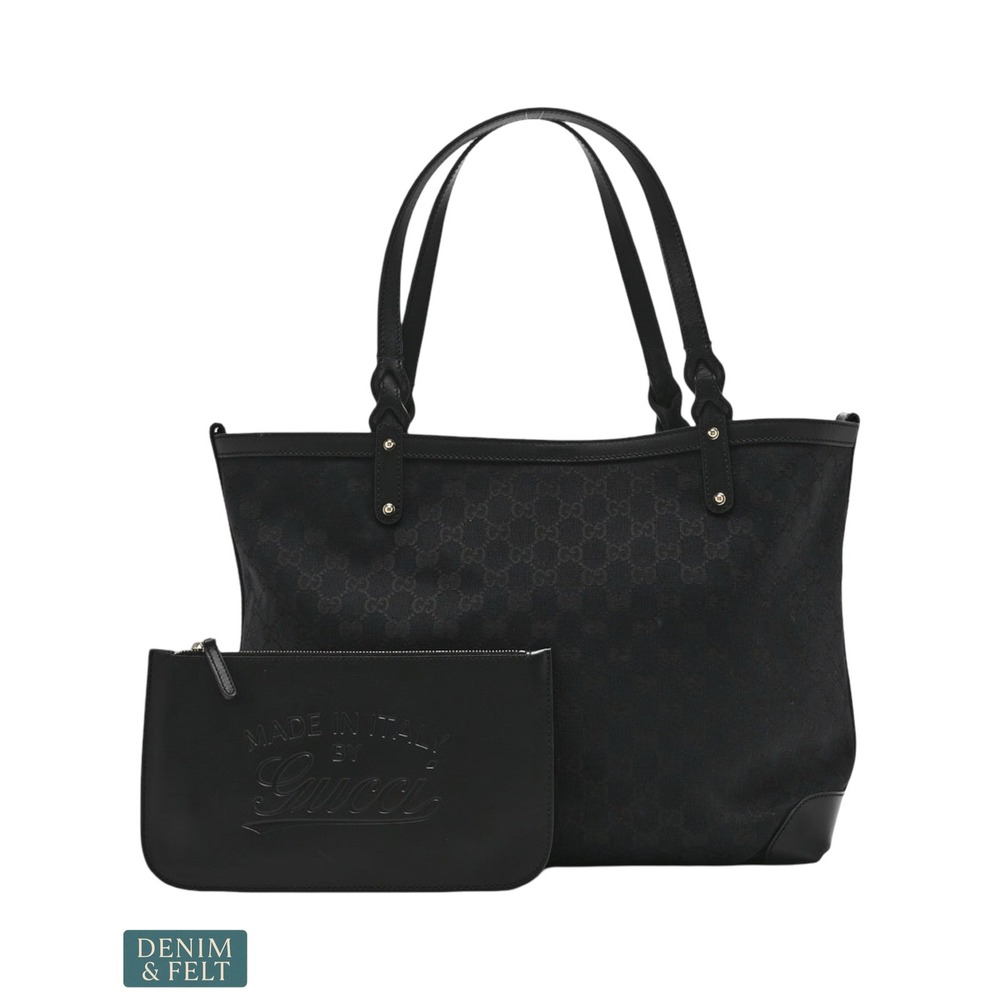 Gucci Monogram Medium Craft Tote Black GG Canvas Leather Shoulder Bag 247209 - Picture 2 of 16